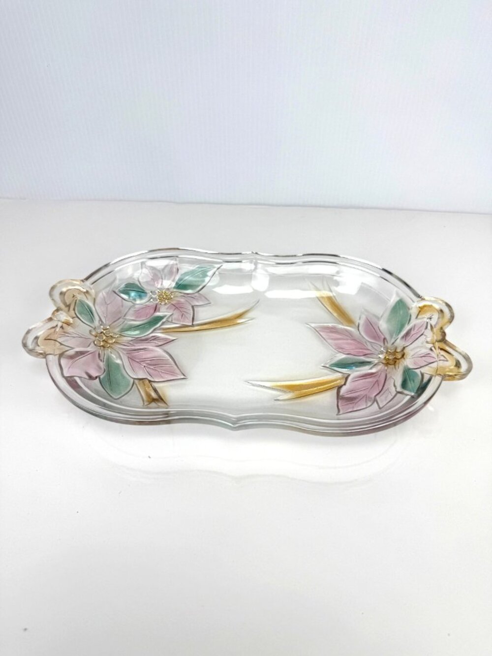 VTG MIKASA Cocktail Summer Vibes Pastelβ Hand-Painted Glass Serving Platter - Picture 2 of 12